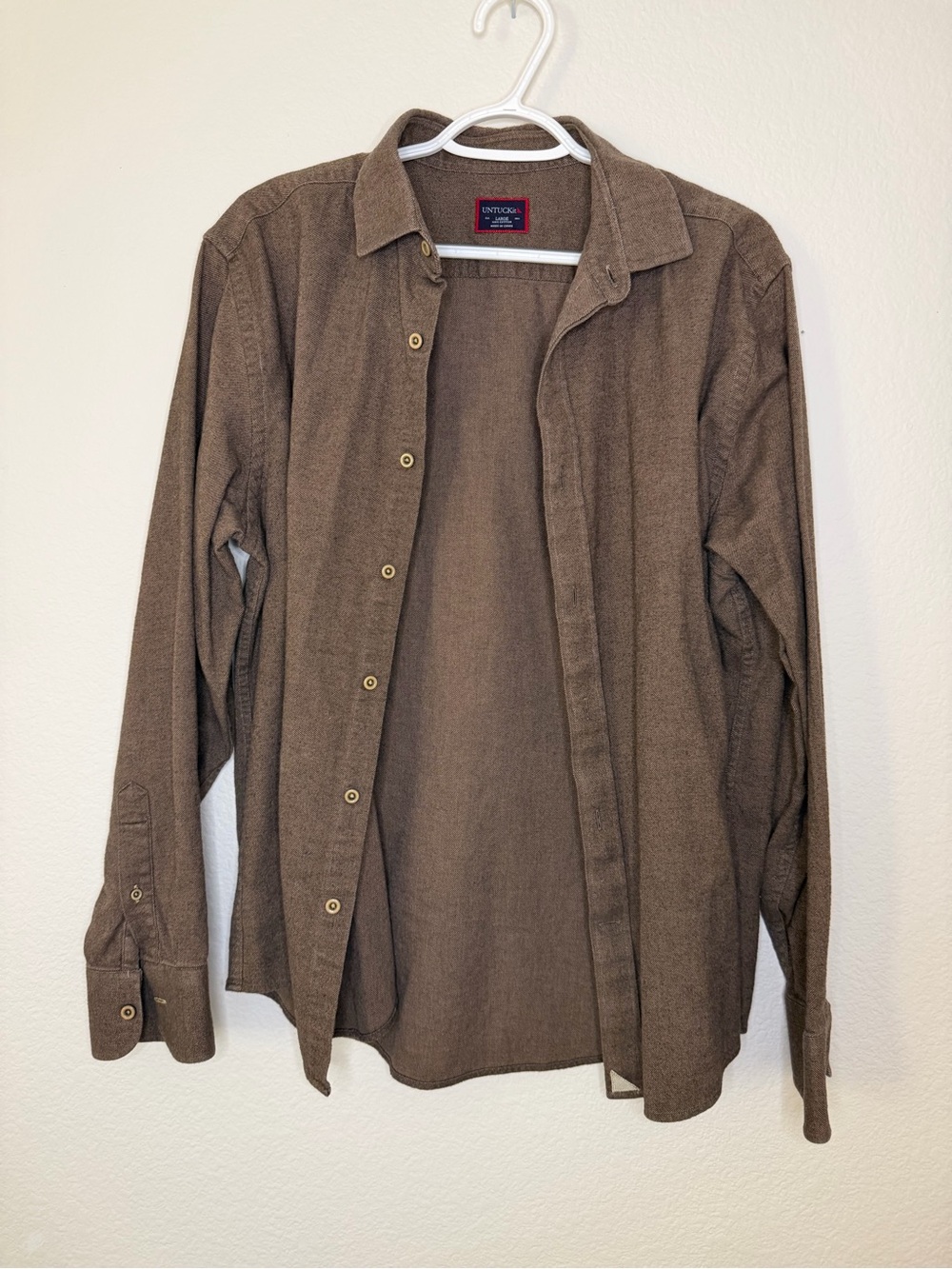 UNTUCKit Men’s Large Brown 100% Cotton Long Sleeve Button Down Shirt